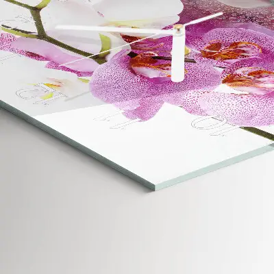 Moderne wandklok glas vierkant Orchidee