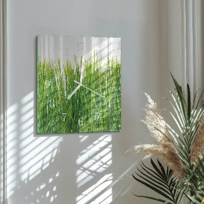 Vierkante glas klok Gras