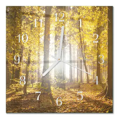 Decoratieve glazen klok vierkant De herfst in het bos