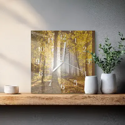 Decoratieve glazen klok vierkant De herfst in het bos