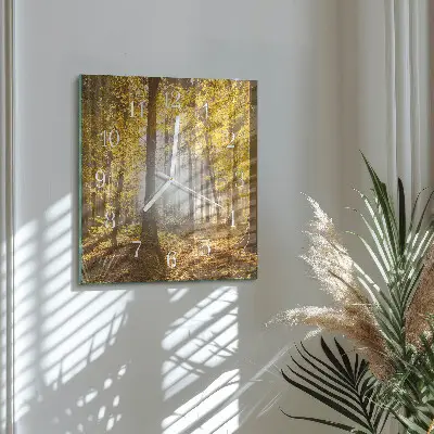 Decoratieve glazen klok vierkant De herfst in het bos