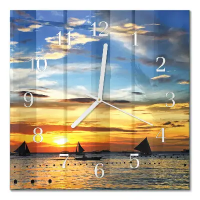 Vierkante glazen klok Zonsondergang