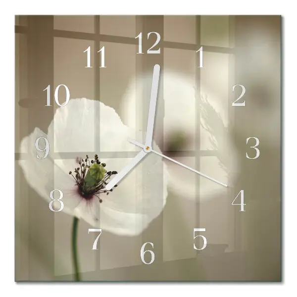 Moderne wandklok glas vierkant Papaver