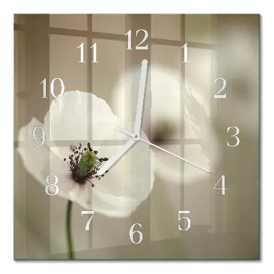 Moderne wandklok glas vierkant Papaver
