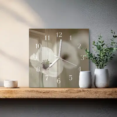 Moderne wandklok glas vierkant Papaver
