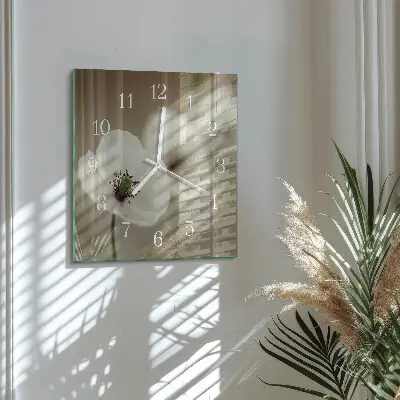 Moderne wandklok glas vierkant Papaver