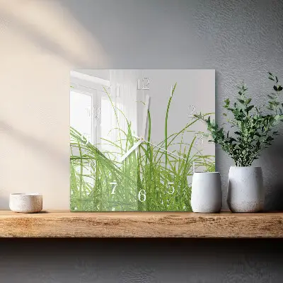 Vierkante glas klok Gras
