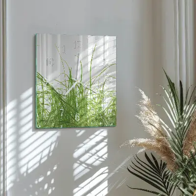 Vierkante glas klok Gras