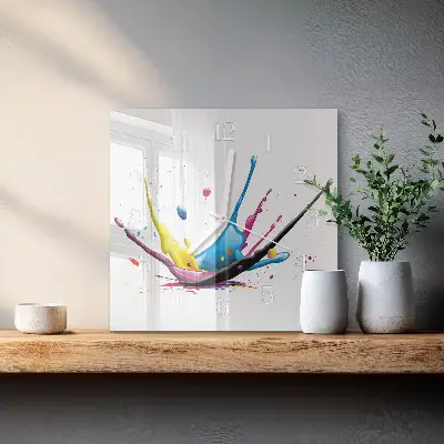 Vierkante glazen wandklok Kleur