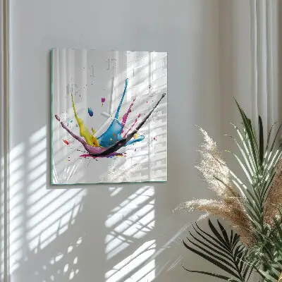 Vierkante glazen wandklok Kleur
