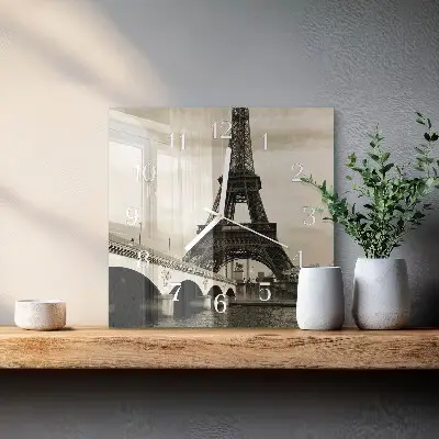 Decoratieve glazen klok vierkant Parijs