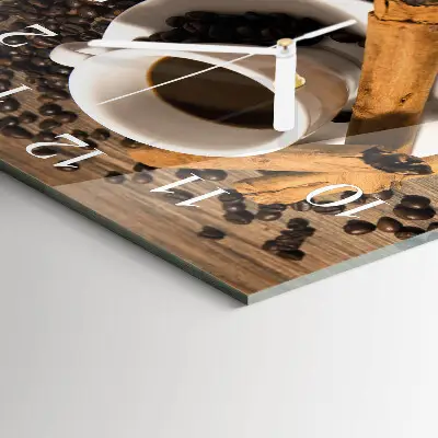 Vierkante glazen wandklok Kaneelkoffie