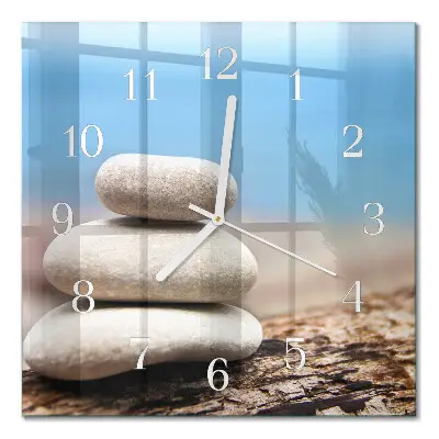 Moderne wandklok glas vierkant Stenen