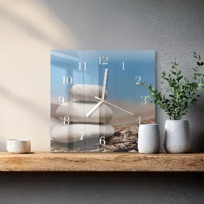 Moderne wandklok glas vierkant Stenen