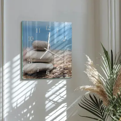 Moderne wandklok glas vierkant Stenen