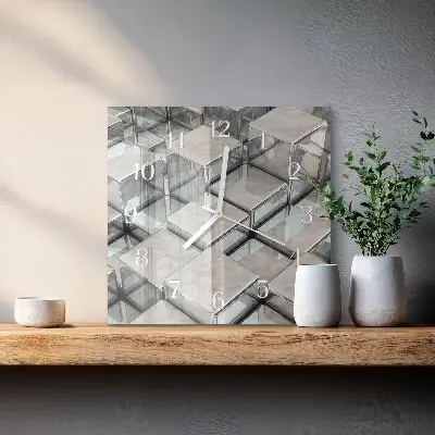 Vierkante glas klok Dobbelstenen