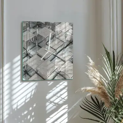 Vierkante glas klok Dobbelstenen