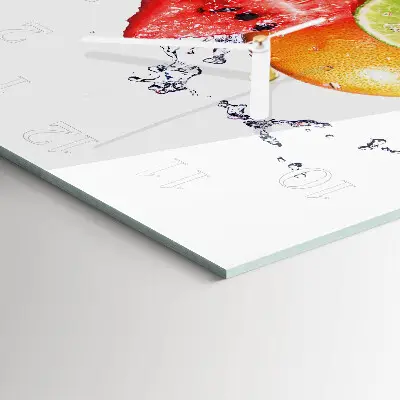 Vierkante glazen wandklok Fruit