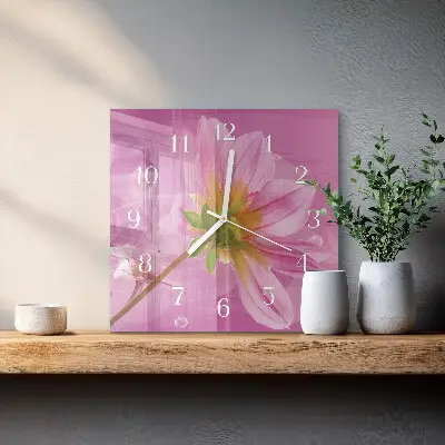 Decoratieve glazen klok vierkant Bloem