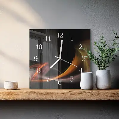 Vierkante glazen wandklok Abstractie