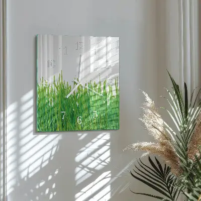 Vierkante glas klok Gras