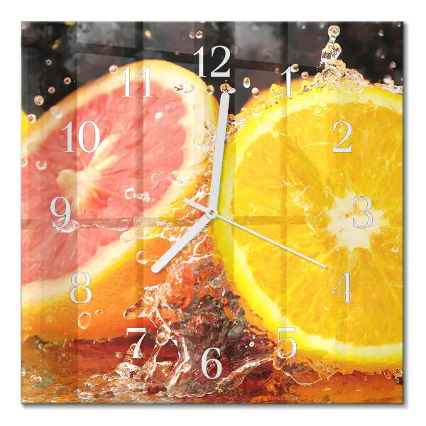 Vierkante glazen wandklok Fruit