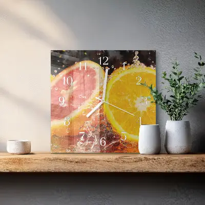 Vierkante glazen wandklok Fruit