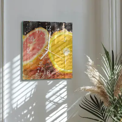 Vierkante glazen wandklok Fruit