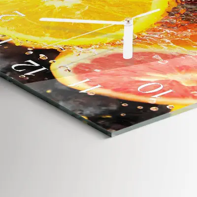 Vierkante glazen wandklok Fruit