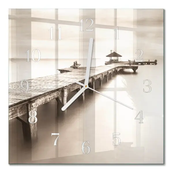 Decoratieve glazen klok vierkant Houten brug