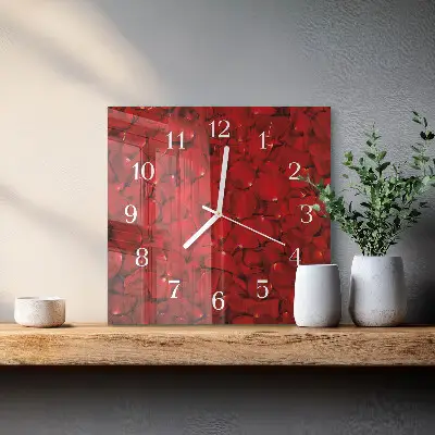 Decoratieve glazen klok vierkant Rozenblaadjes