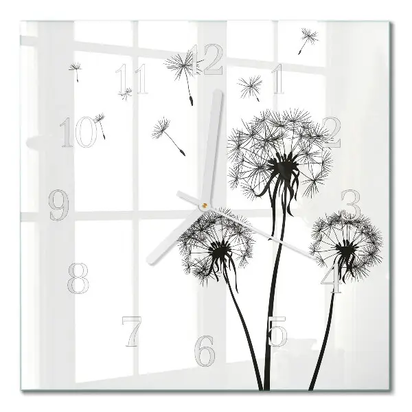 Moderne wandklok glas vierkant Paardebloem