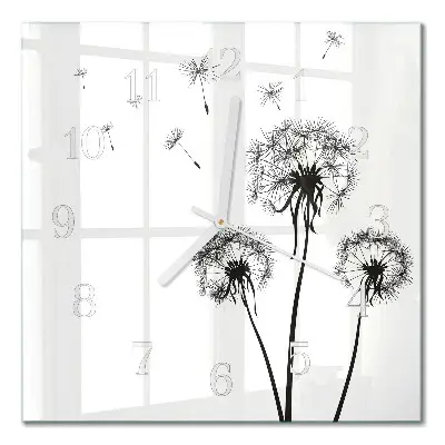 Moderne wandklok glas vierkant Paardebloem