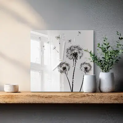 Moderne wandklok glas vierkant Paardebloem