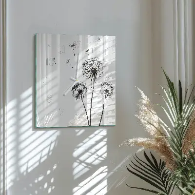 Moderne wandklok glas vierkant Paardebloem