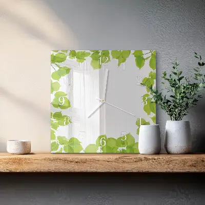 Vierkante glas klok Bladeren