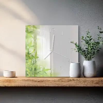 Vierkante glazen wandklok Natuur