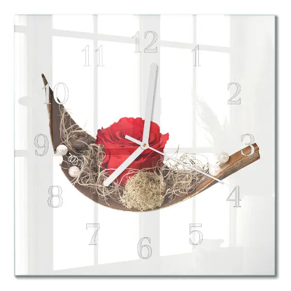 Decoratieve glazen klok vierkant Roos