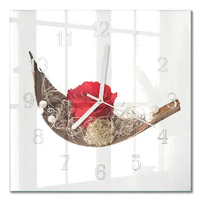 Decoratieve glazen klok vierkant Roos
