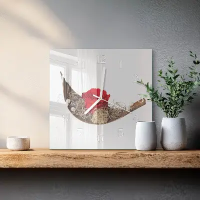 Decoratieve glazen klok vierkant Roos