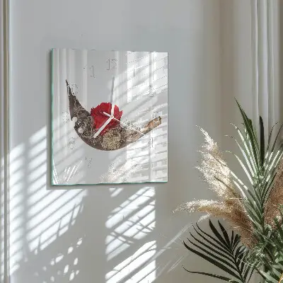 Decoratieve glazen klok vierkant Roos