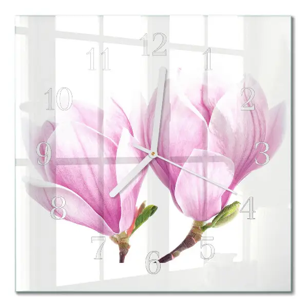 Vierkante glas klok Magnolia