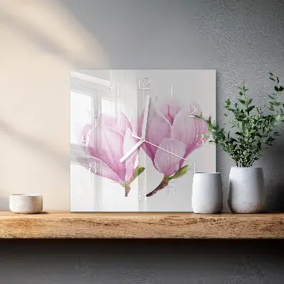 Vierkante glas klok Magnolia