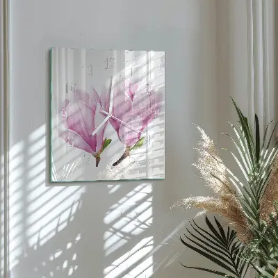 Vierkante glas klok Magnolia
