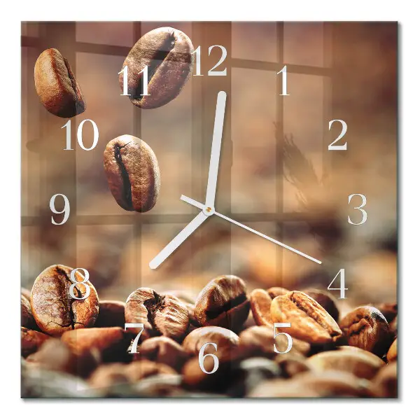 Decoratieve glazen klok vierkant Koffiebonen