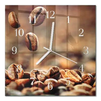 Decoratieve glazen klok vierkant Koffiebonen