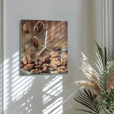 Decoratieve glazen klok vierkant Koffiebonen