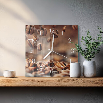 Vierkante glazen klok Koffiebonen