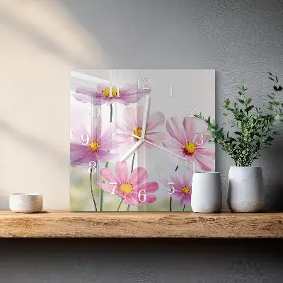 Moderne wandklok glas vierkant Bloemen