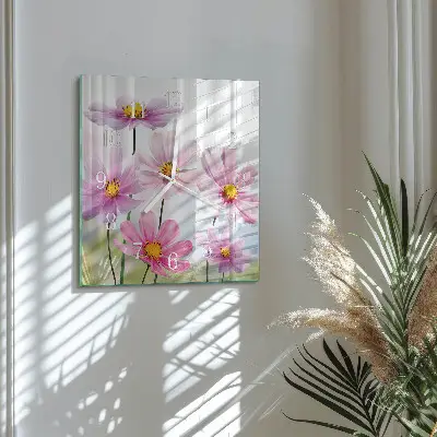 Moderne wandklok glas vierkant Bloemen